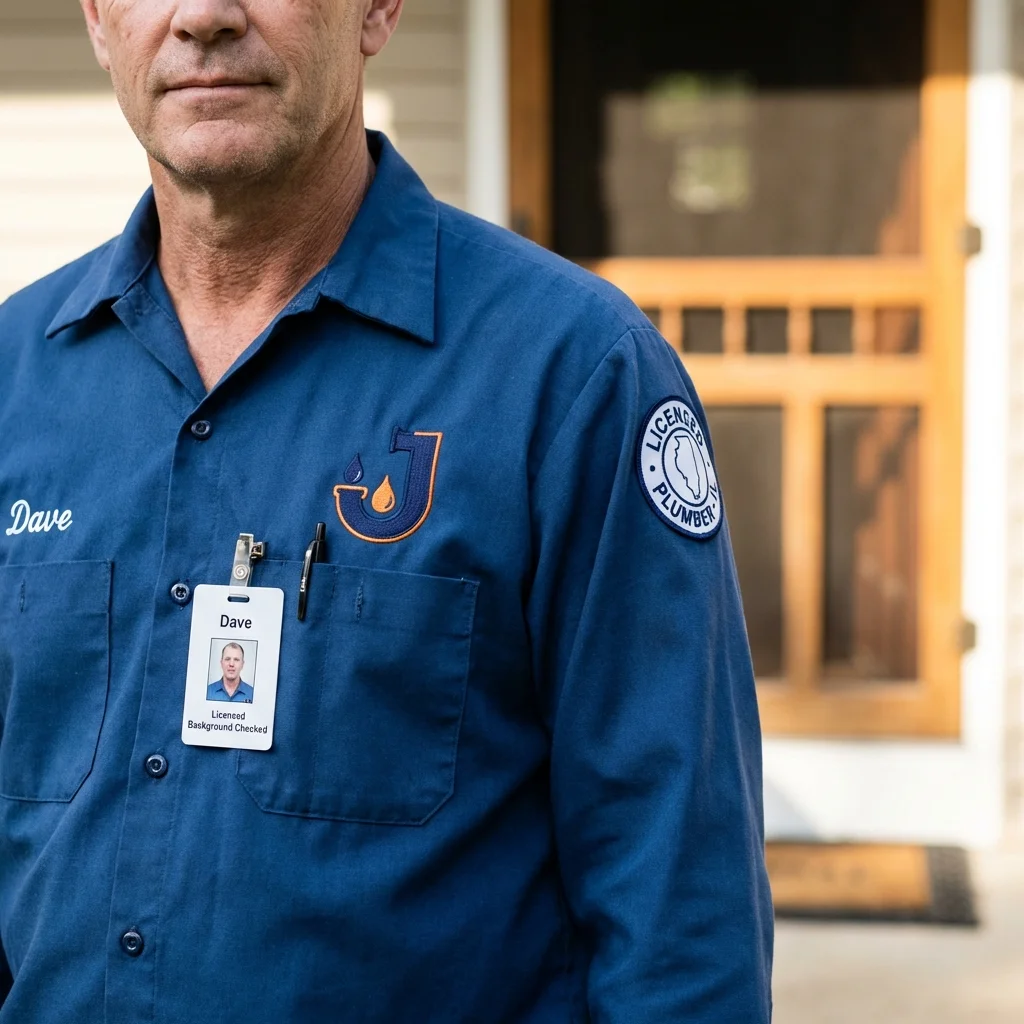 Licensed plumber showing ID badge in Steeleville, IL