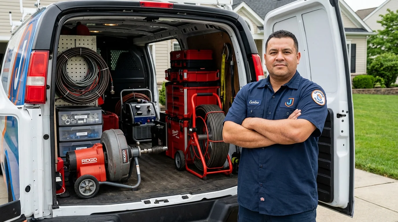Professional drain cleaning equipment and Johns Plumbing LLC plumber in Steeleville
