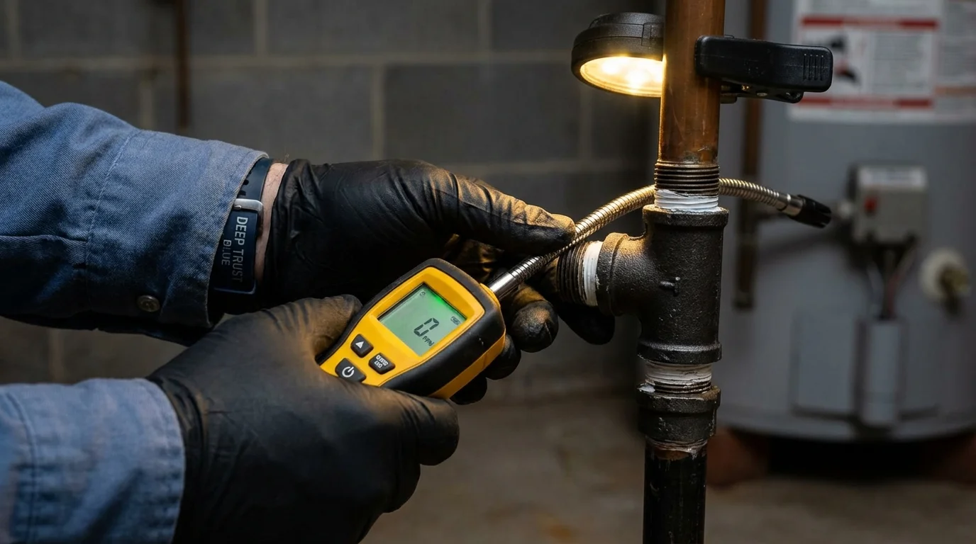 Gas leak detection with electronic sniffer by Johns Plumbing LLC in Steeleville