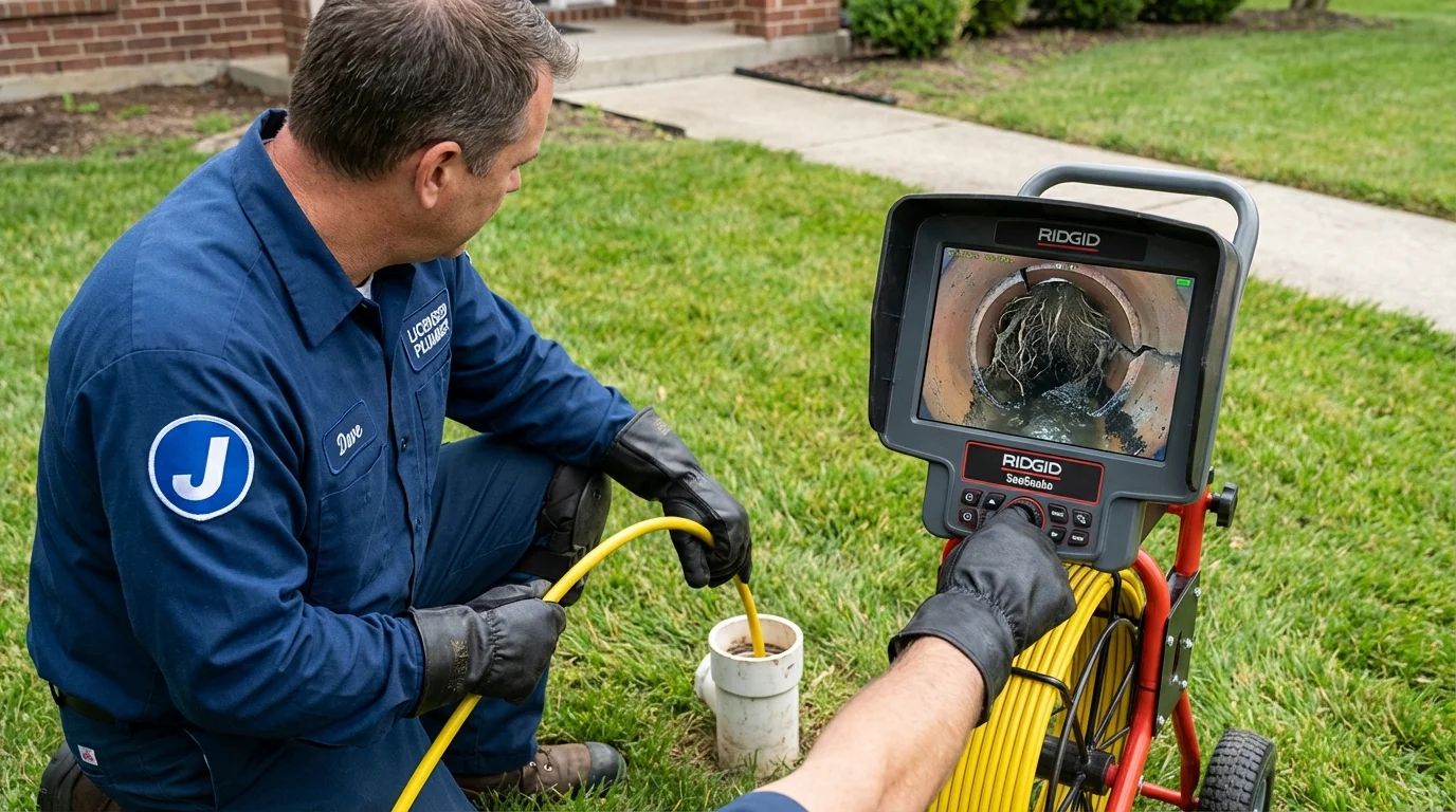 Sewer camera inspection being performed by Johns Plumbing LLC in Steeleville